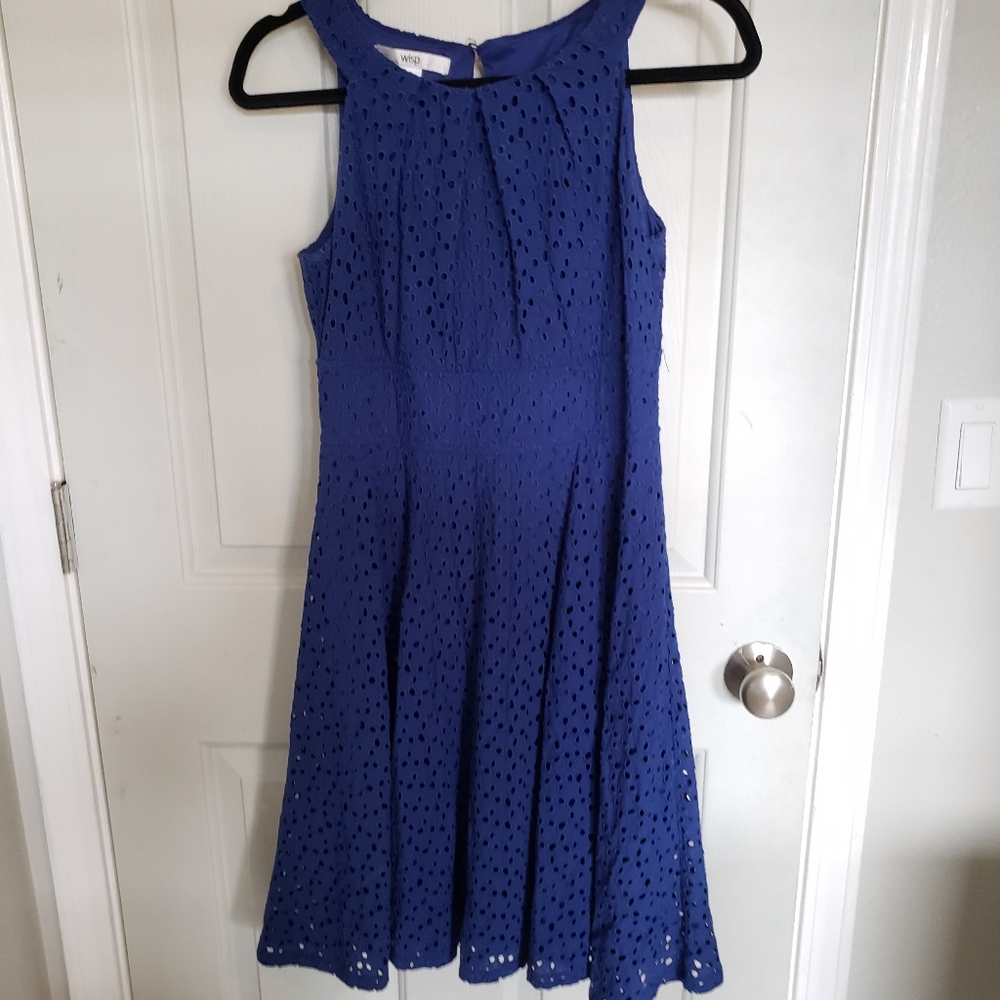 Wisp Blue Knee Length Dress, size 6